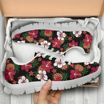 Hawaiian Themed Pattern Print Design H013 Sneakers White Bottom Shoes