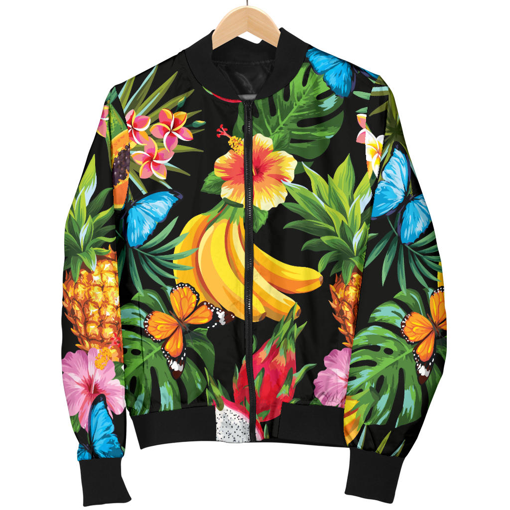 Tropical Fruits Pattern Print Design TF04 Men Bomber Jacket