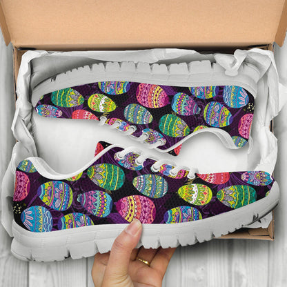 Easter Eggs Pattern Print Design RB08 Sneakers White Bottom Shoes