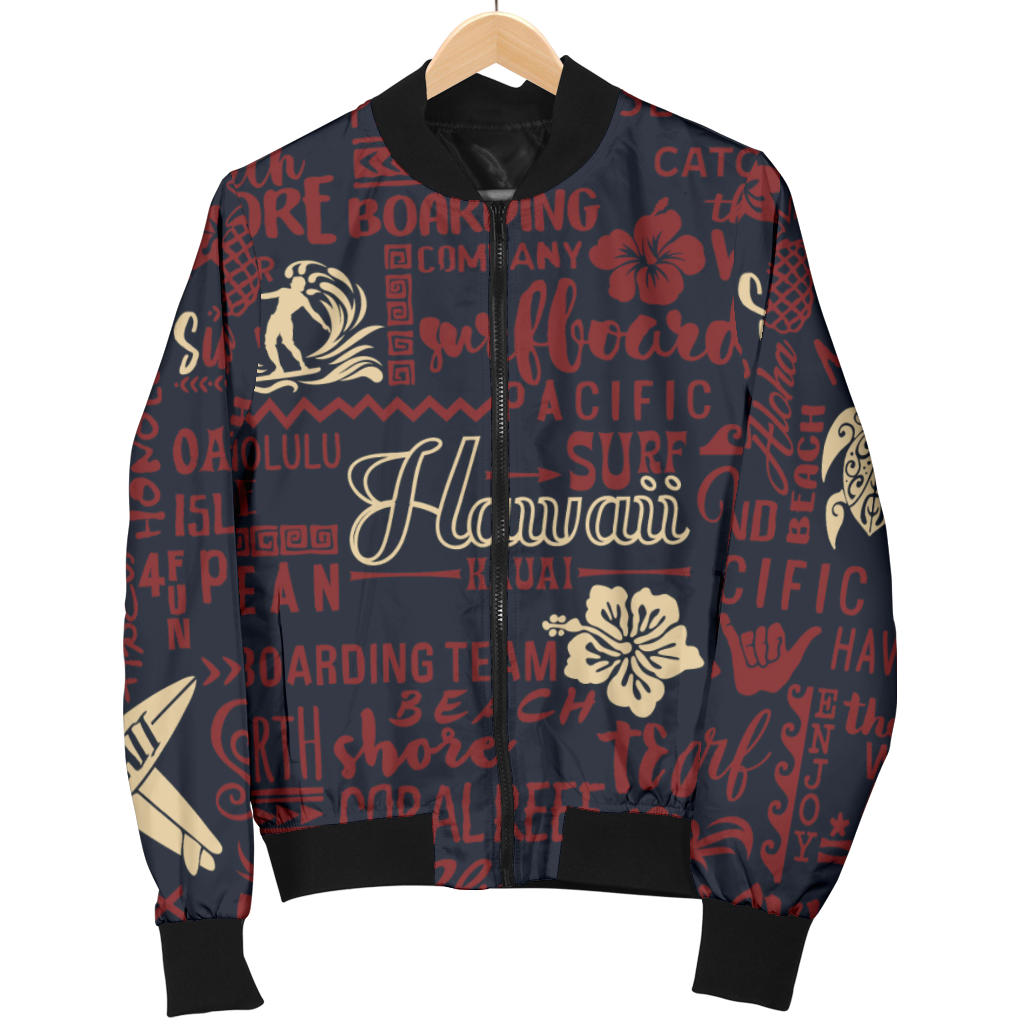 Hawaiian Themed Pattern Print Design H017 Women Bomber Jacket