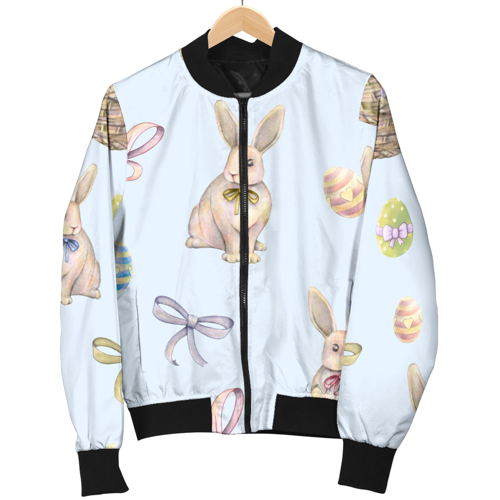Rabbit Easter Eggs Pattern Print Design 03 Women's Bomber Jacket
