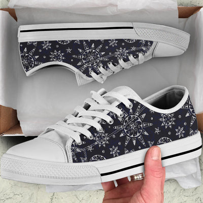 Sun Moon Pattern White Bottom Low Top Shoes