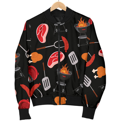 Barbecue Pattern Print Design 04 Women's Bomber Jacket