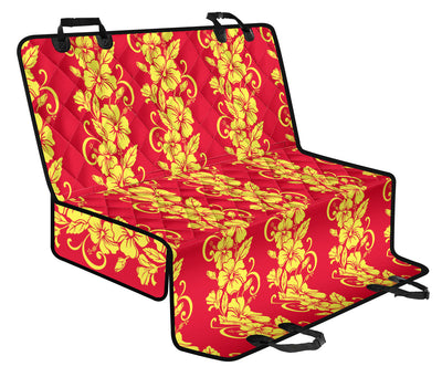 Orange Hibiscus Pattern Print Design HB018 Rear Dog  Seat Cover