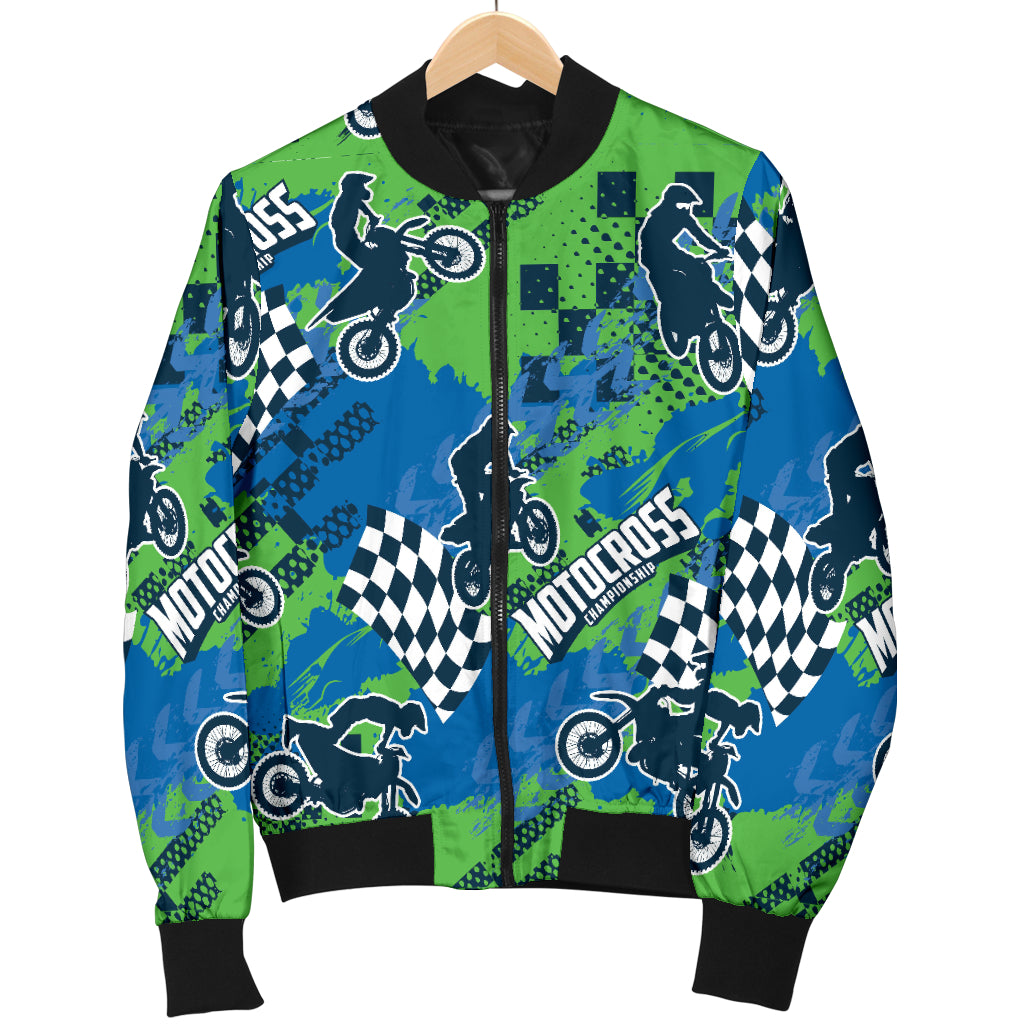Motocross Pattern Print Design 04 Women's Bomber Jacket
