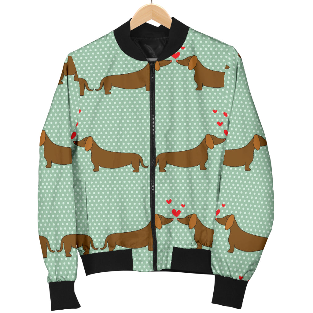 Dachshund Pattern Print Design 02 Women's Bomber Jacket