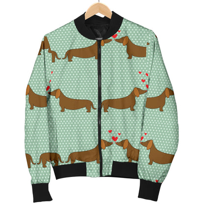 Dachshund Pattern Print Design 02 Women's Bomber Jacket