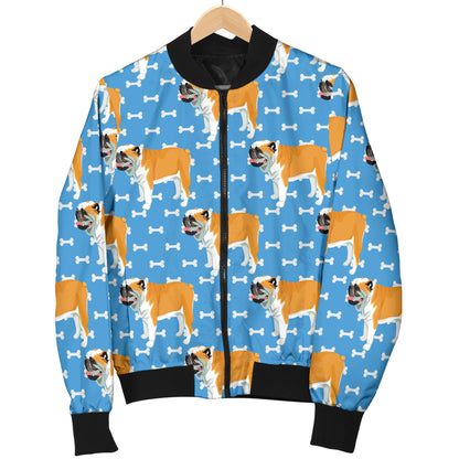 Bulldogs Pattern Print Design 06 Women's Bomber Jacket