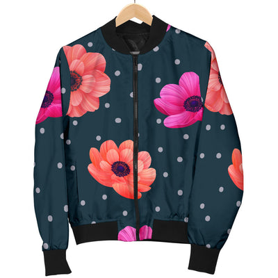 Anemone Pattern Print Design AM08 Women Bomber Jacket