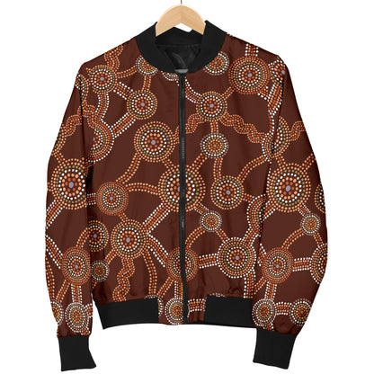 Aboriginal Pattern Print Design 03 Women's Bomber Jacket