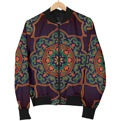 Medallion Pattern Print Design 03 Women's Bomber Jacket