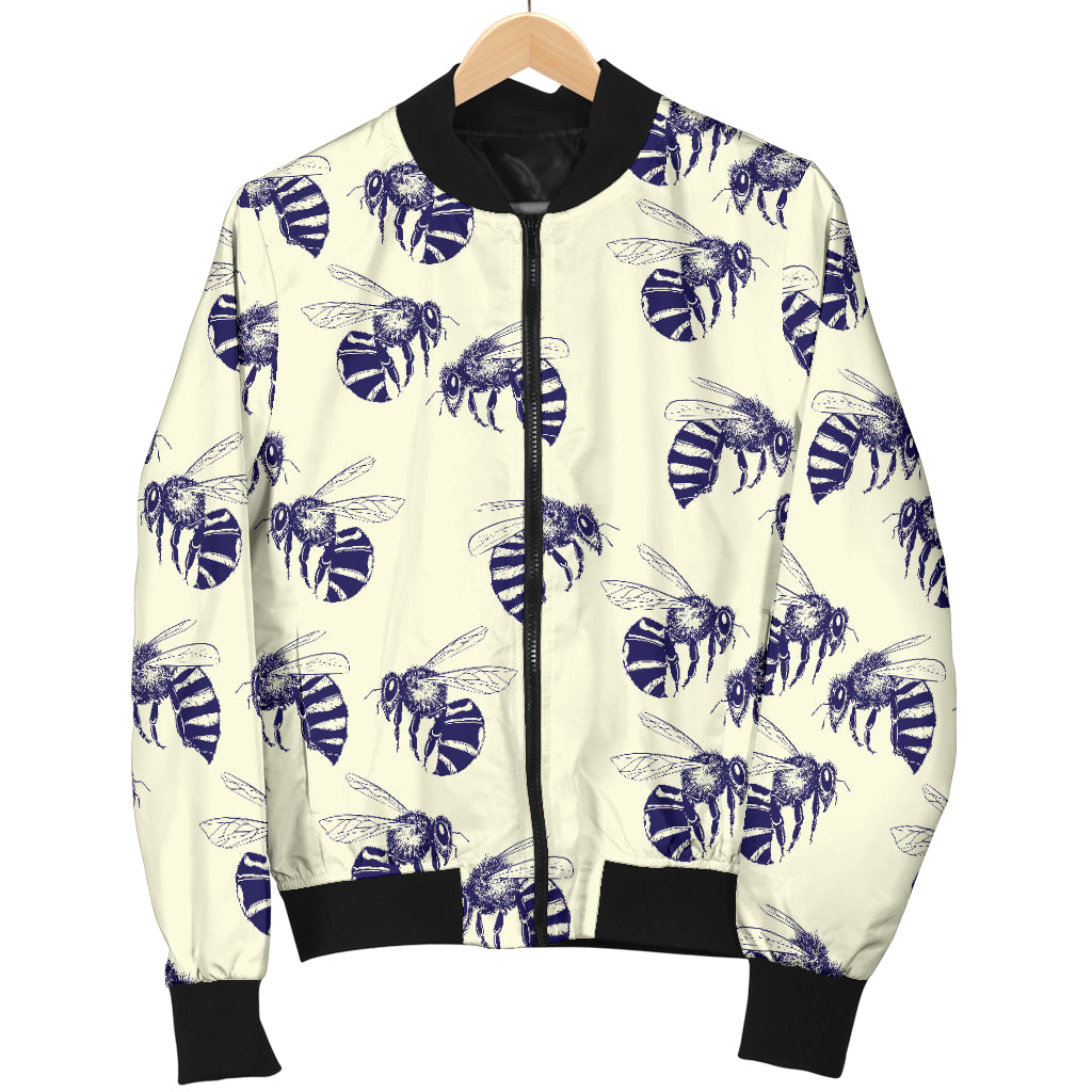 Bee Pattern Print Design 02 Women's Bomber Jacket