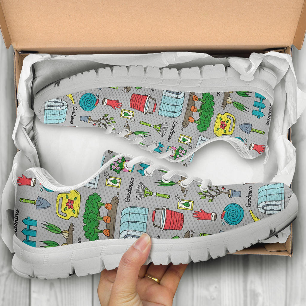 Gardening Pattern Print Design G07 Sneakers White Bottom Shoes