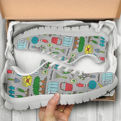 Gardening Pattern Print Design G07 Sneakers White Bottom Shoes