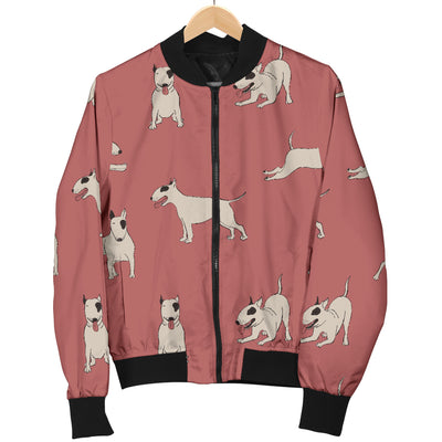 Bull Terriers Pattern Print Design 09 Women's Bomber Jacket