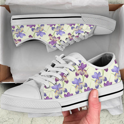 Iris Pattern Print Design IR08 White Bottom Low Top Shoes