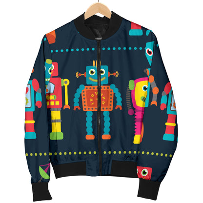 Robot Pattern Print Design A01 Women's Bomber Jacket