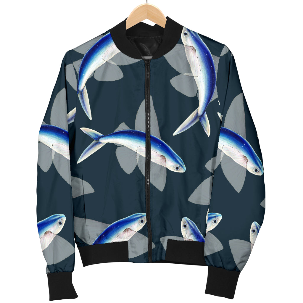 Flying Fish Pattern Print Design 04 Women's Bomber Jacket