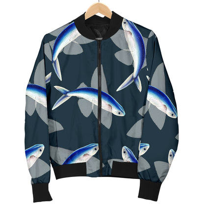 Flying Fish Pattern Print Design 04 Women's Bomber Jacket