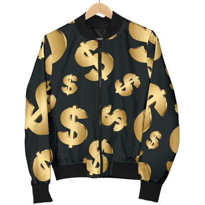 Dollar Pattern Print Design DO04 Men Bomber Jacket