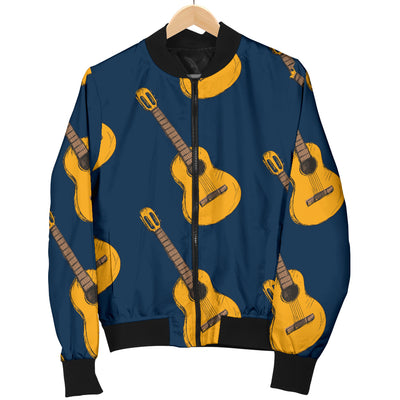 Acoustic Guitar Pattern Print Design 04 Women's Bomber Jacket