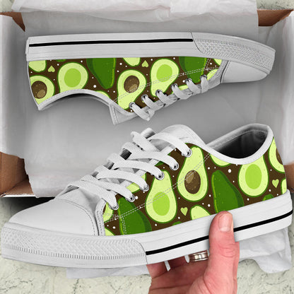Avocado Pattern Print Design AC04 White Bottom Low Top Shoes