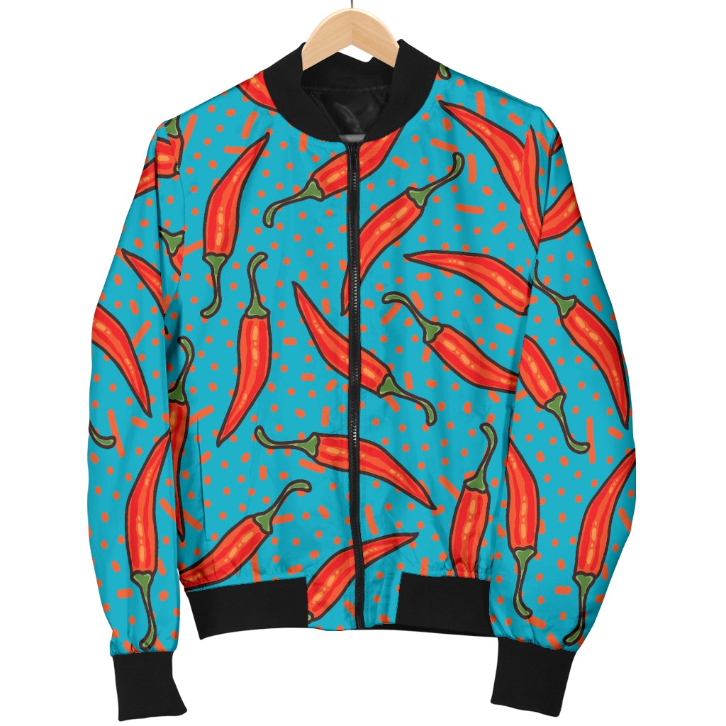 Chilli Pepper Pattern Print Design 05 Women's Bomber Jacket