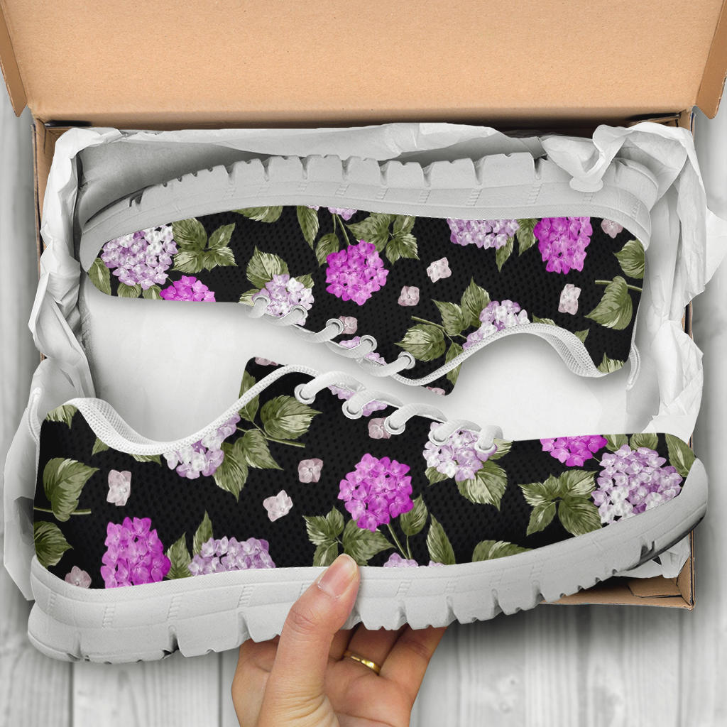 Hydrangea Pattern Print Design HD011 Sneakers White Bottom Shoes