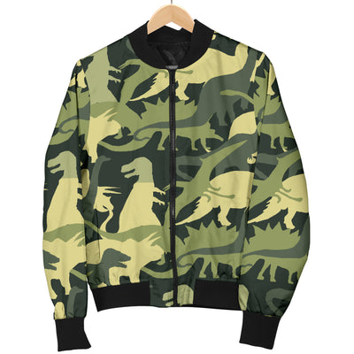 Camouflage Dinosaur Pattern Print Design 03 Women's Bomber Jacket