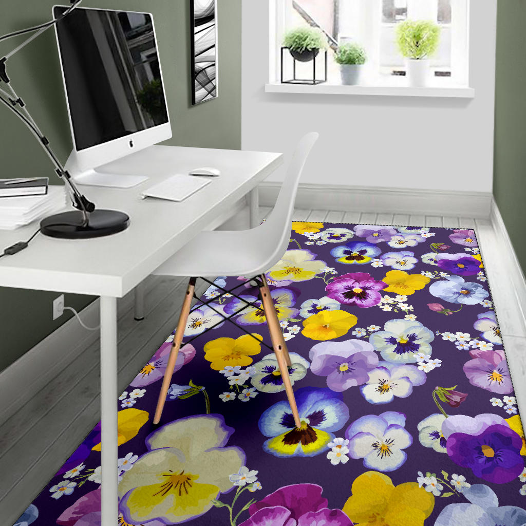 Pansy Pattern Print Design PS02 Area Rugs
