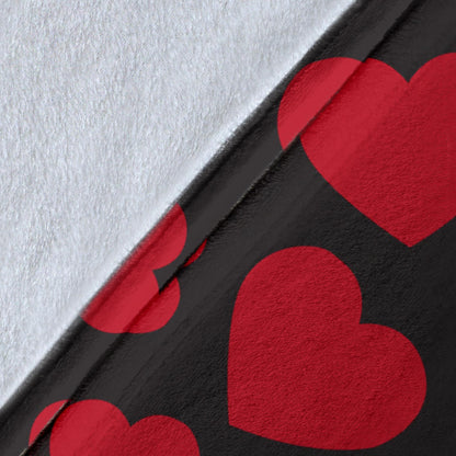 Heart Red Pattern Print Design HE01 Fleece Blanket