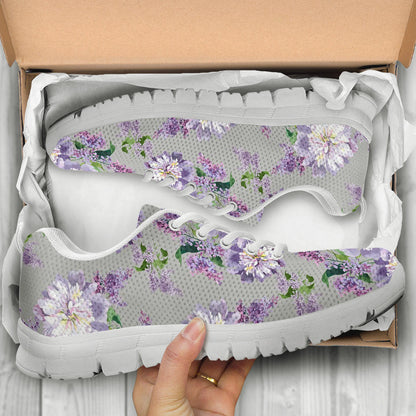 Lilac Pattern Print Design LI07 Sneakers White Bottom Shoes