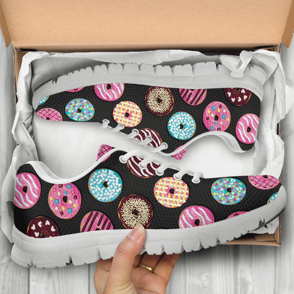 Donut Pattern Print Design DN02 Sneakers White Bottom Shoes