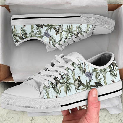Rainforest Pattern Print Design RF04 White Bottom Low Top Shoes