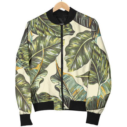 Banana Leaf Pattern Print Design BL08 Men Bomber Jacket