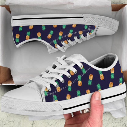 Pineapple Pattern White Bottom Low Top Shoes