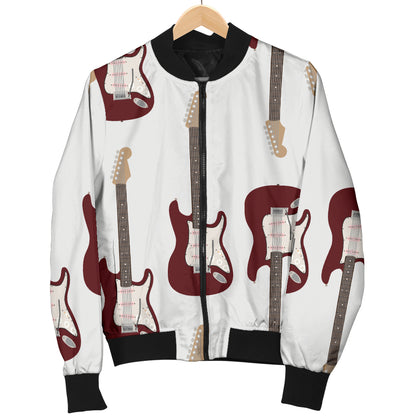 Bass Guitar Pattern Print Design 03 Women's Bomber Jacket