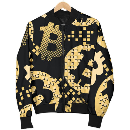 Bitcoin Pattern Print Design DO06 Women Bomber Jacket