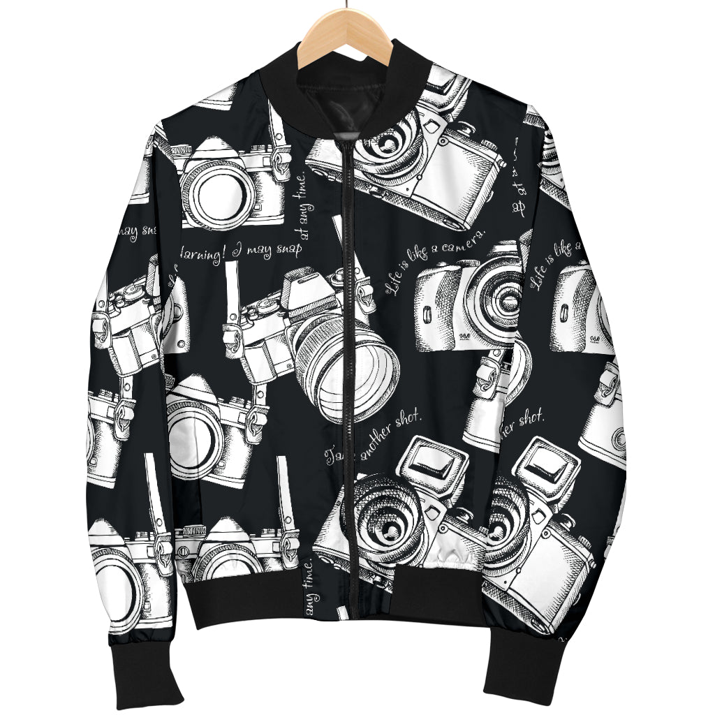 Camera Pattern Print Design 01 Women's Bomber Jacket