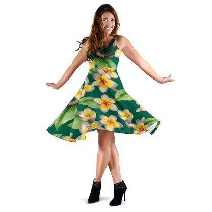 Plumeria Pattern Print Design PM07 Midi Dress