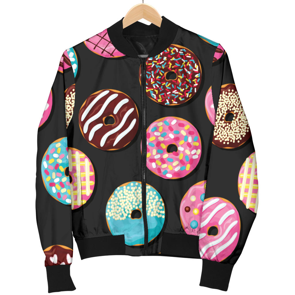 Donut Pattern Print Design DN02 Women Bomber Jacket