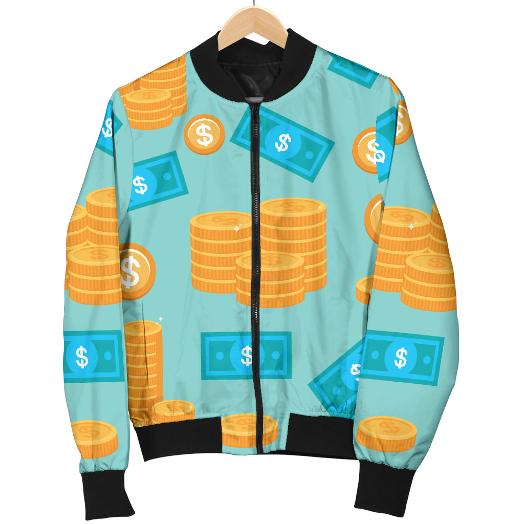 Money Pattern Print Design 03 Women's Bomber Jacket