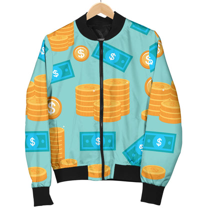Money Pattern Print Design 03 Women's Bomber Jacket