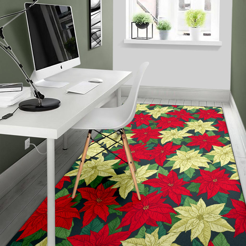 Poinsettia Pattern Print Design POT06 Area Rugs