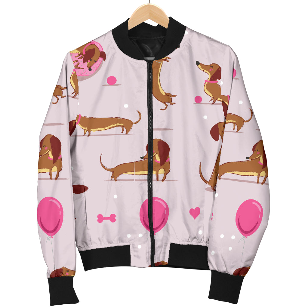 Dachshund Pattern Print Design 10 Women's Bomber Jacket