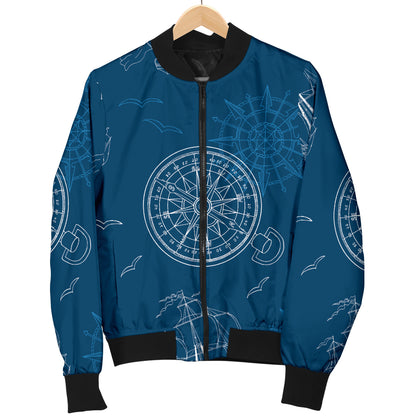 Nautical Pattern Print Design A04 Women's Bomber Jacket