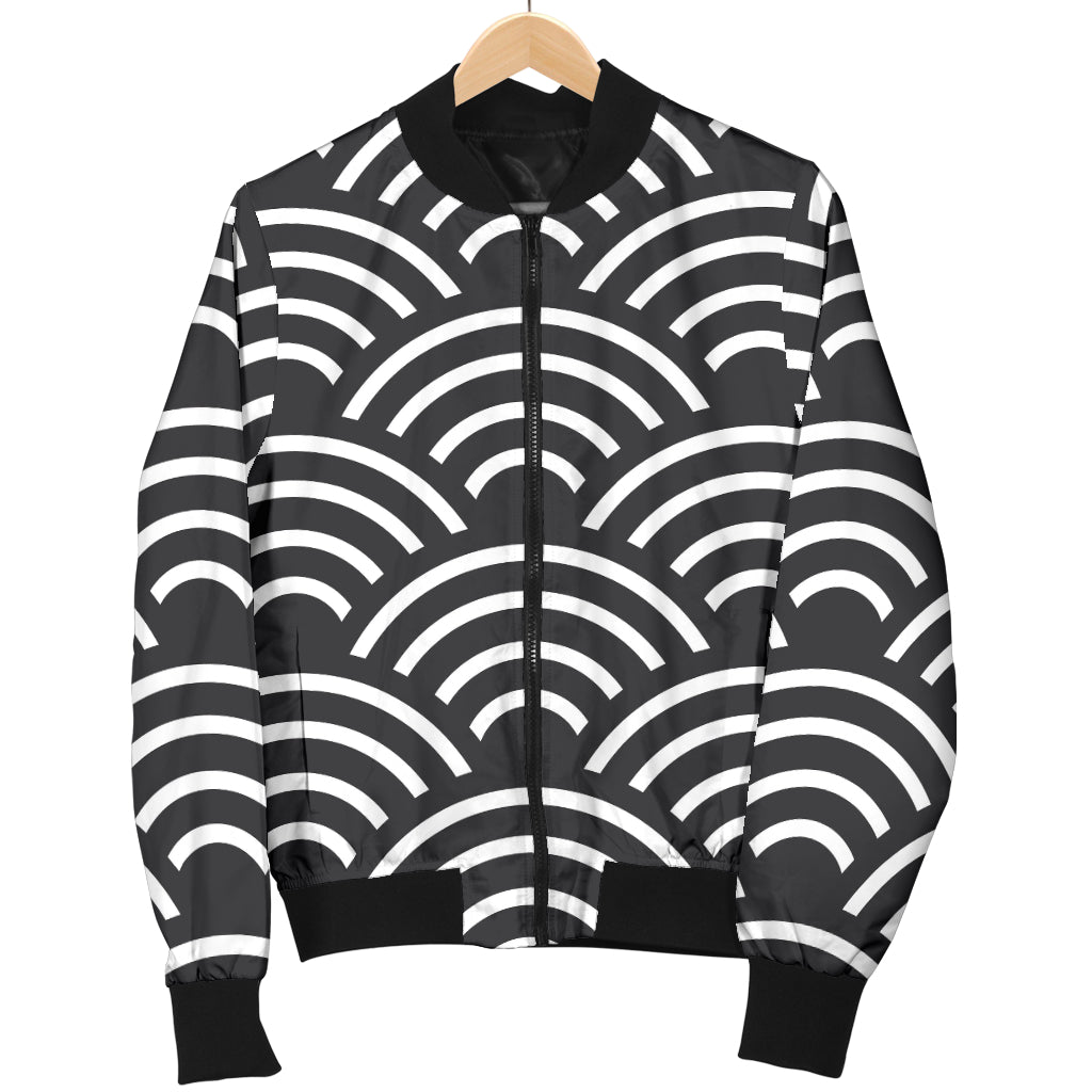 Scales Black White Pattern Print Design 03 Women's Bomber Jacket