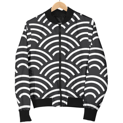 Scales Black White Pattern Print Design 03 Women's Bomber Jacket