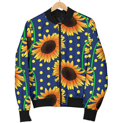 Sunflower Pattern Print Design SF03 Women Bomber Jacket