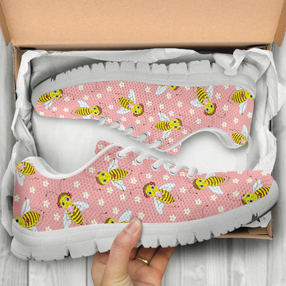 Bee Pattern Print Design BEE07 Sneakers White Bottom Shoes